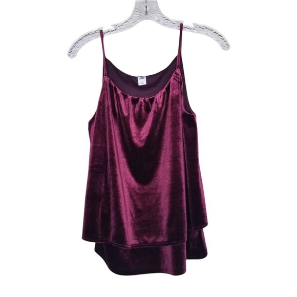 Old Navy Layered Ruffle Velvet Cami Burgundy Small Whimsigoth 90s Gothic Holiday - Picture 1 of 9